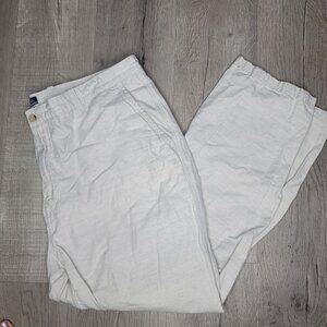 Nautica Men's Classic Fit White Linen-Cotton Blend Pants 42x30 beach vacation